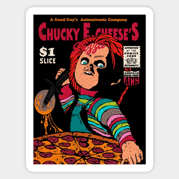 Chucky E. Cheese's Pizza Sticker by designedbydeath